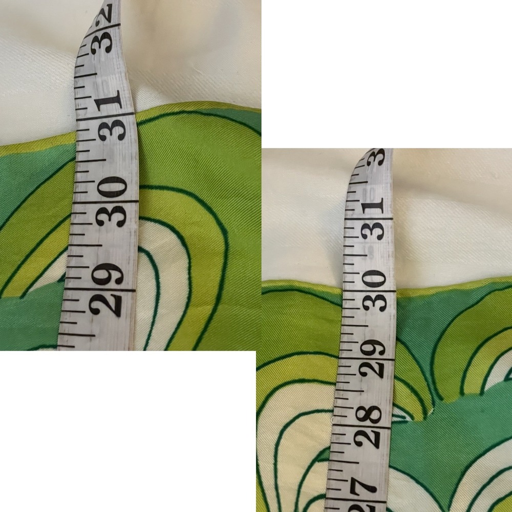 Vera Neumann Vintage Silk Scarf Green Psychedelic Swirl Gold-Piece Collection - Picture 11 of 12